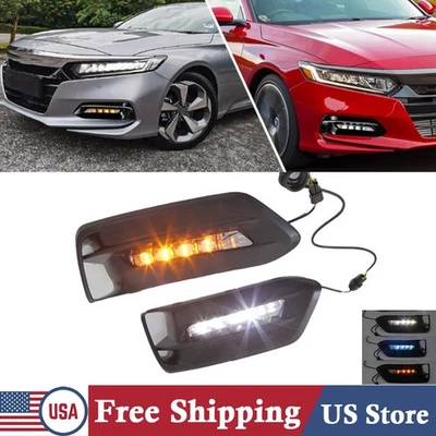 1 Pair 3-Color Daytime Running Light LED DRL Fog Lamp For Honda Accord 2018-2020 Foto 1 de 4