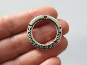 GROSSPACKUNG 20 Forever in my heart Anhänger antik silberfarben M192 - Bild 1 von 3