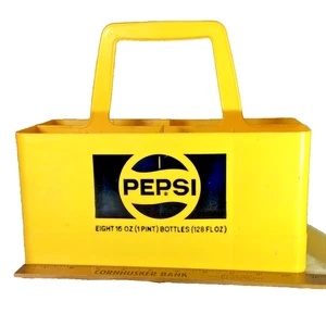 Vintage Pepsi-Cola gelb Kunststoff 8 Stück Flaschenträger Halter Kiste Griff - Bild 1 von 4