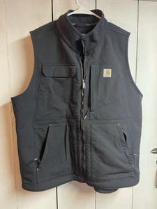 Carhartt Men's Vest Super Dux Sherpa Lined Black Zip Large Relaxed Fit - Picture 1 of 4