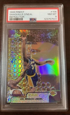 1999 Topps Finest Refractor #106 Shaquille O’Neal Los Angeles Lakers PSA 8 Nice - Image 1 of 2