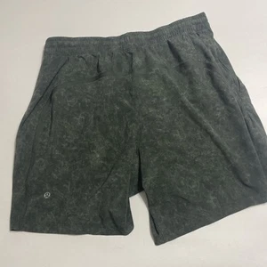Lululemon 7" Pacebreaker Linerless Shorts Men's Large Green Marble Athleisure - Picture 1 of 7