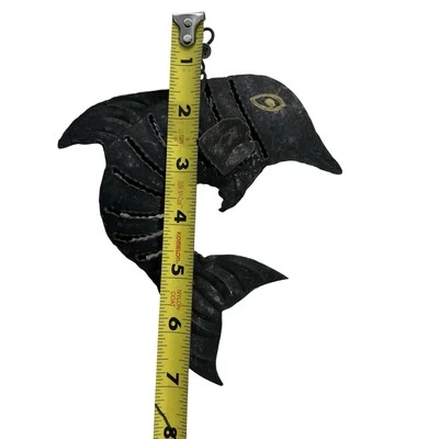 Escultura de peces de metal rústico metalistería soldada decoración de pared negra Foto 1 de 4