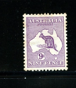 Australien #9 (A949) Känguru & Karte, 9p lila, M, H, sehr guter Erhaltungszustand, CV 140,00 $ - Bild 1 von 2