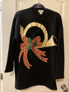 ALL POINTS BY REFERENCE POINT CHRISTMAS HORN SWEATSHIRT SIZE L WOMEN• - Picture 1 of 9