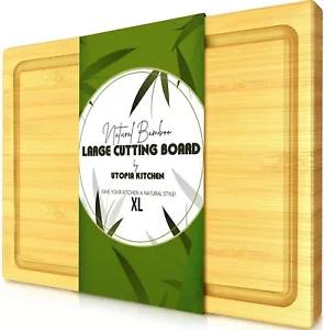Utopia Kitchen Extra Large Bamboo Cutting Board with Juice Groove Wood Chopping - Picture 1 of 7