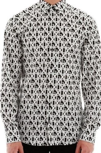 AUTHENTIC Dolce & Gabanna Men's black & white cotton button up shirt - Picture 1 of 6