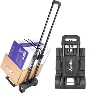 Folding Hand Truck Iron Tube Pull Rod Folding Cart Foldable Trolley Dolly Black - Picture 1 of 7