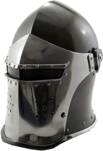 Viking Visored Barbuta Battle Knight Helmet Black Medieval Helm Armor SCA LARP - Picture 1 of 13