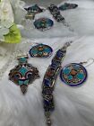 925 Silver, Tibetan Turquoise Necklace, Earrings & Bracelet