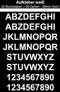 A-Z Klebebuchstaben + Klebezahlen DIY Aufkleber 2cm Höhe / weiß - Bild 1 von 1