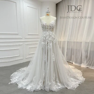 Glitter Beaded Lace Bridal Gown Wedding Dress Custom made Plus Size Backless - Image 1 of 4