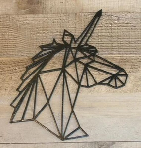 Unicorn Head Geometric 2D Wall Decor 3D Printed 9x6 Wall Art Minimalist Line Art - Picture 1 of 5