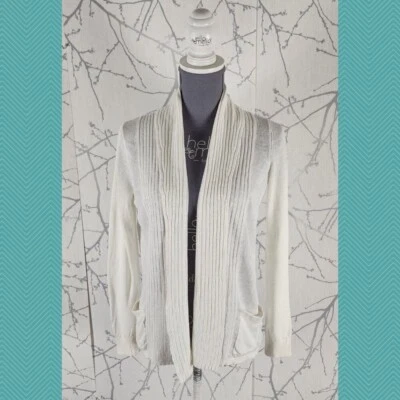 Cárdigan Banana Republic Blanco Marfil Mezcla de Lino Tejido Acanalado | Para Mujer S Foto 1 de 4