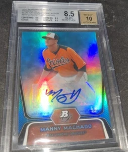 2012 Bowman Platinum Prospects Blue Promo BPP23 Manny Machado RC AUTO /5 BGS 8.5 - Picture 1 of 7