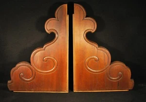 2 ANTIKE JAPANISCHE HANDGESCHNITZTE ARCHITEKTONISCHE ZELKOVA HOLZ BUDDHISTISCHE TEMPELKORBEL - Bild 1 von 15