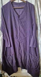 Made In Italy Taglia Unica Viola π Needlecord Lagenlook Orlo Asimetrico Boho - Foto 1 di 5