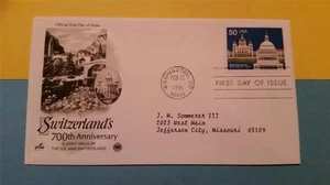SCHWEIZ 700 JAHRE JUBILÄUM * WASHINGTON D.C. 1991 ERSTER AUSGABETASCHE - Bild 1 von 1