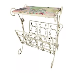 Vintage End Side Table Boho With Magazine Rack French Country Mid-Century - Picture 1 of 11