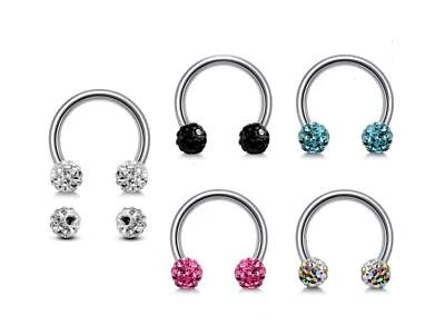 Septum Jewellery Circular Horseshoe Barbell Disco Ball Crystal Body Piercing - Image 1 of 4