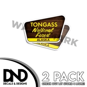 Calcomanías Tongass National Forest Alaska 4"" x 2,6"" pegatinas de postal parque 2 piezas - Imagen 1 de 3
