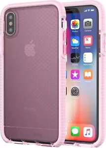 Tech21 iPhone XS & X Evo Check Silicone Gel Case Cover - Pink + Tempered Glass - Picture 1 of 4