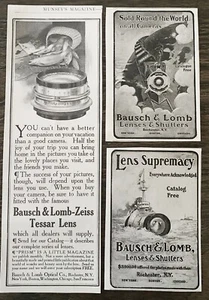 Lente para cámara fotográfica BAUSCH&LOMB Zeiss Tessar tren barco de colección años 1900 anuncios impresos - Imagen 1 de 4