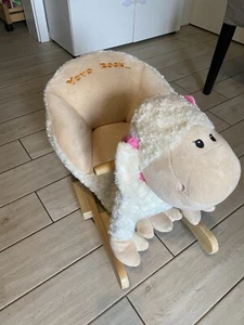 ❌ Schaukelpferd Kinder Spielzeug Baby Schaf Sitz Schaukelstuhl Wolle Weiß Fell ❌ - Bild 1 von 5