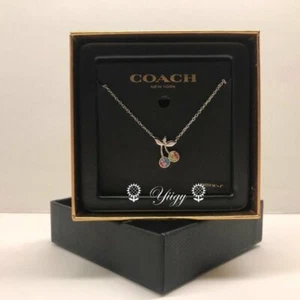 🐼💦 Coach F67101 🐼💦 Cherry Necklace Silver Coach Box 16" 🐼 D45 *2 - Picture 1 of 5