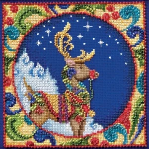 Reindeer Bead Cross Stitch Kit Mill Hill 2014 Jim Shore Winter JS30-4101 - Picture 1 of 4