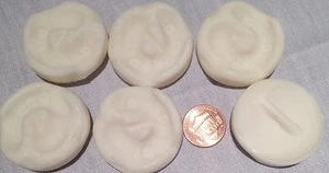 6 Retro Large Thick Matte Off-white Plastic Shank Buttons 1 7/16" 37mm # 7643 - Picture 1 of 1