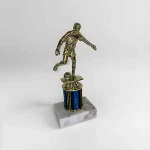 Vintage 1990-2000 Fußballtrophäe 8,5"" hoher Marmorsockel - LEER - Bild 1 von 9