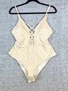 Dippin Daisys Swimsuit One Piece Bliss Size XL Off White Pink Dotted Vacation - Picture 1 of 18