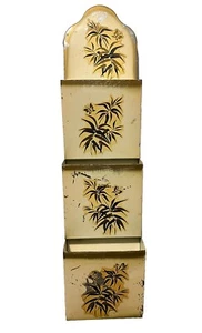 MCM Wall Organizer LETTER MAIL Bill Holder Floral Metal Tin Vintage Distressed - Picture 1 of 13