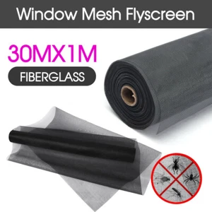Black Roll Insect Flywire Window Fly Screen Net Mesh Flyscreen 100FT / 30M - Picture 1 of 4