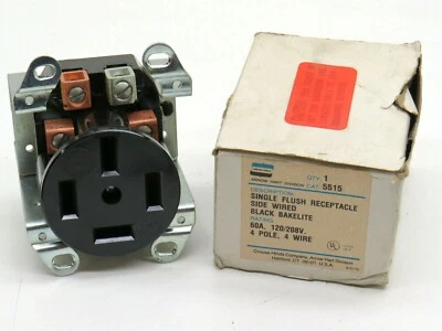 Arrow Hart 5515 Straight Blade Flush Receptacle 60A 120/208V 4-Pole 4W 18-60R - Image 1 of 4