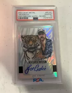 JOE EXOTIC 2021 Leaf Metal Pop Century Silver Prismatic AUTO 8/60 PSA 10 POP 1! - Picture 1 of 2