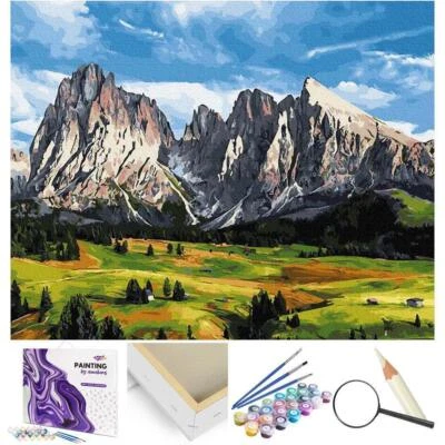 Pintura por números marco de madera valle en las montañas - Imagen 1 de 4