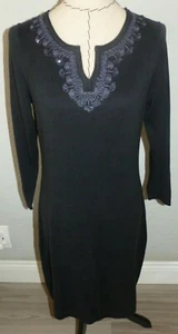 TOMMY BAHAMA PICKFORD Black Sweater Dress Embellished - Size SMALL NWT $135 - Picture 1 of 8