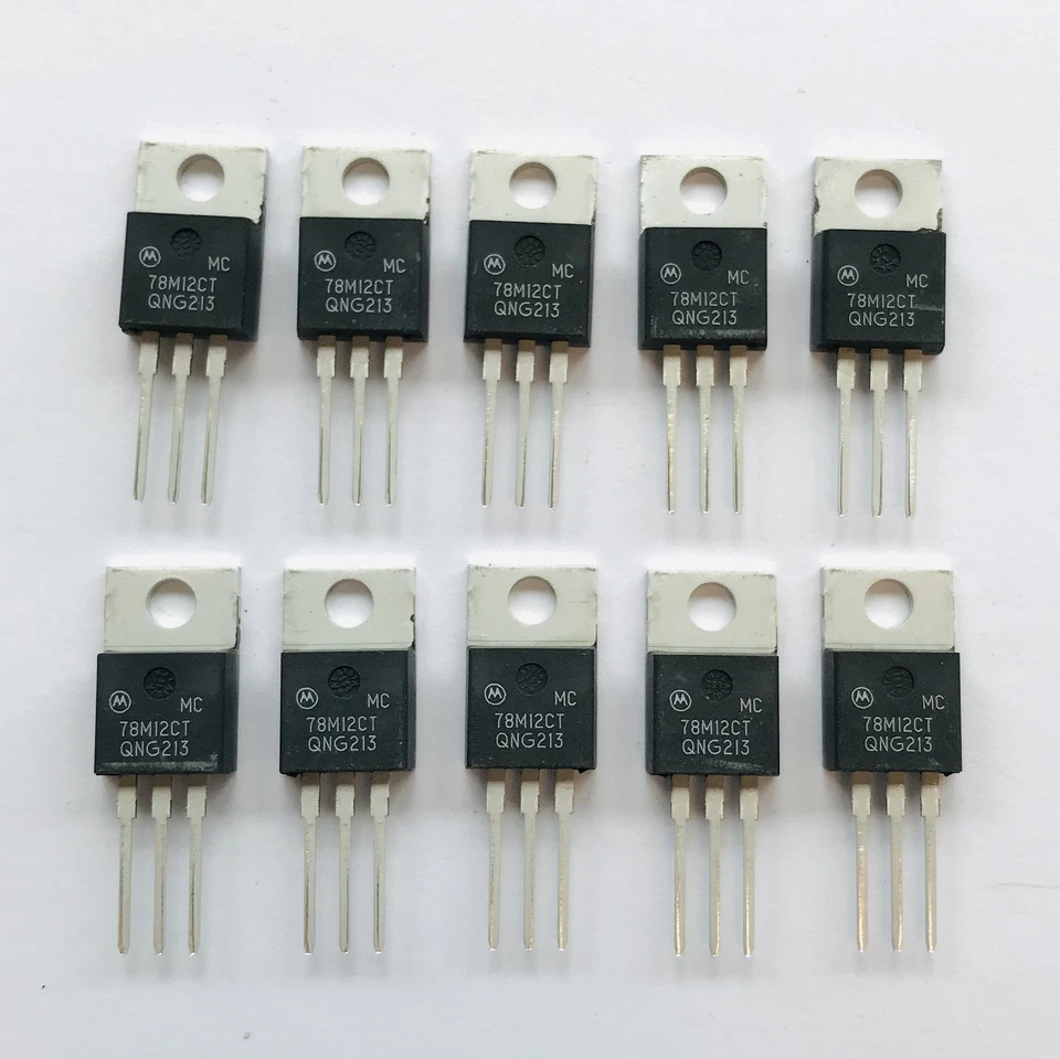 (PKG of 10) MC78M12CT Voltage Regulator, Motorola, Positive 12V, 0.5A, TO-220 - Image 1 of 2