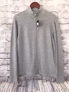NWT Martin Gordon Mens Full Zip Mock Turtleneck Sweater - Heather Gray - Medium - Picture 1 of 7