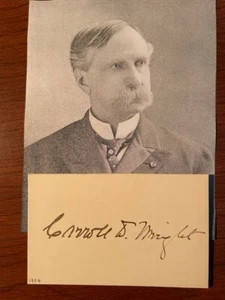 TARJETA FIRMADA CARROLL DAVIDSON WRIGHT, ESTADÍSTICO, ECONOMISTA SOCIAL, GUERRA CIVIL - Imagen 1 de 1