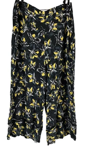 New Yest Damengröße 8 EU 40 weites Bein schwarz gelb Blumenmuster fließende Hose neu mit Etikett $ 80 - Bild 1 von 11