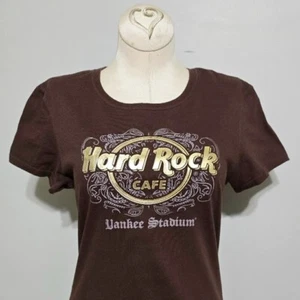 New York Yankees Stadium T-Shirt S Damen Prägefolie Hard Rock Cafe Tee Top - Bild 1 von 9