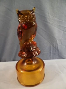 Fenton by Mosser Amber Glass Owl on the Font Figurine - Picture 1 of 8