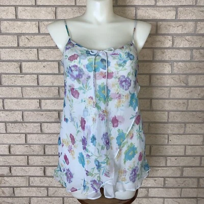 Vestido sin Mangas De Colección Gilligan & O’Malley Estampado Floral Semi Transparente Forrado Talla Mediana Foto 1 de 4