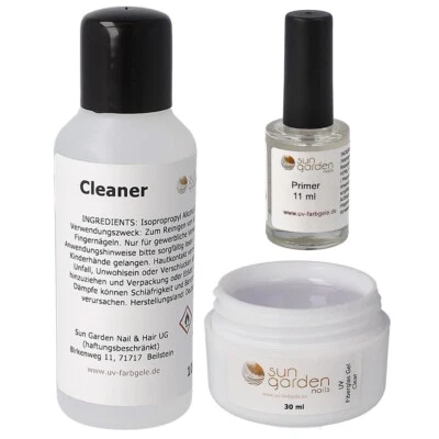 Nailset mit Fiberglas Gel klar 30ml-Primer-Cleaner 100ml - Bild 1 von 4