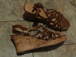 jellypop retreat brown strappy wedge heels shoes size 9 1/2 - Picture 1 of 1