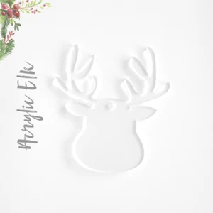 25 ACRYLIC CHRISTMAS ORNAMENTS BLANK ELK 1/8" THICK (SELECT SIZE & COLOR - Picture 1 of 4