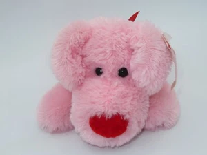 Animal Adventure Peluche Cachorro Perro Corazones Rosa Rojo Nariz Arco Relleno 10" 2005 - Imagen 1 de 5